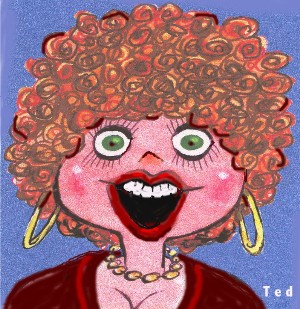 Cartoon of gabby woman