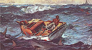 Painting of boat adrift