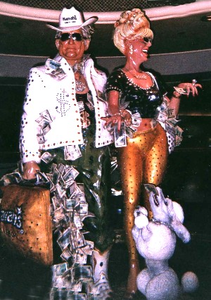 Plastic statue of gamblers